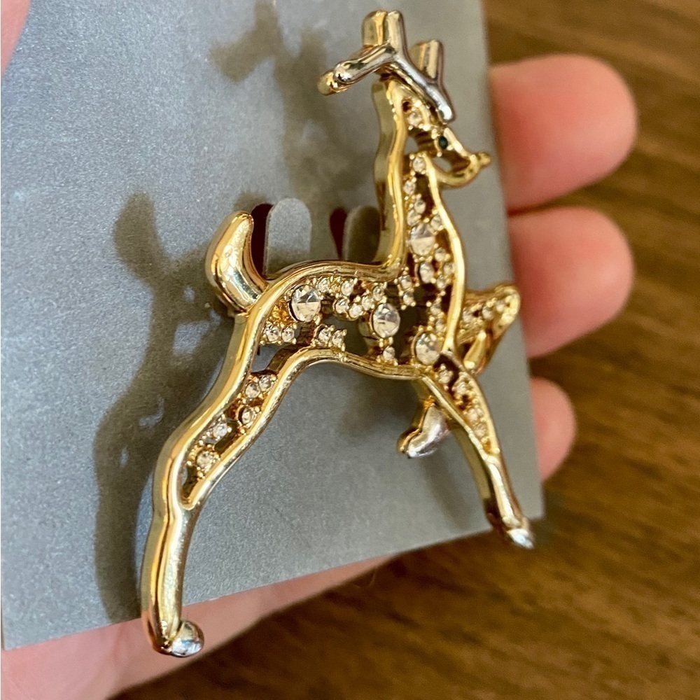 🦌Talbots Reindeer Rhinestone Brooch NWT - Picture 4 of 7